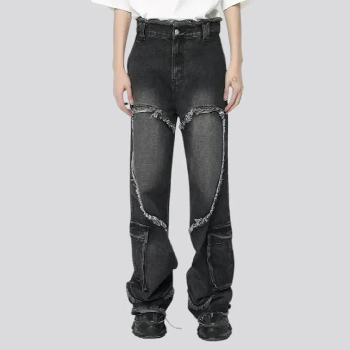 Grunge baggy mid rise jeans for men