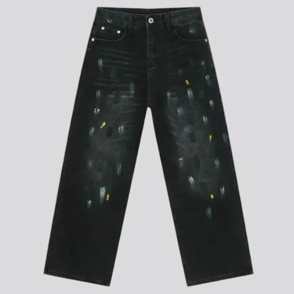 Boho painted vintage men's jeans