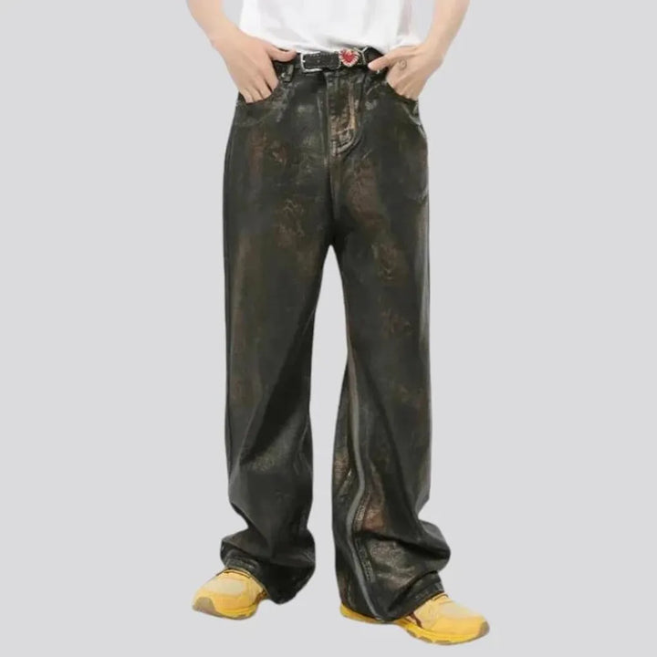 Over dyed mid rise fashion jeans for men