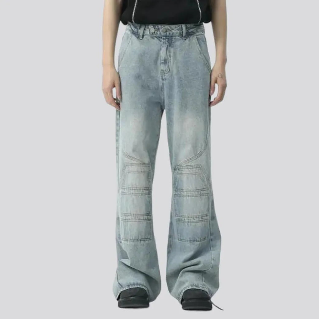 Light-wash men's floor-length jeans