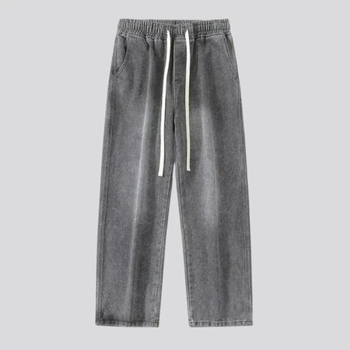 Baggy abraded mid rise jeans joggers for men