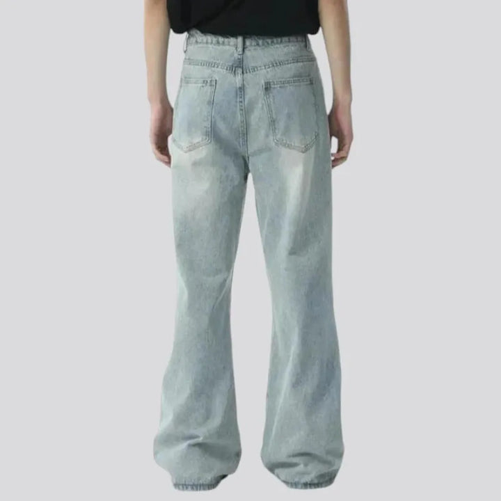 Baggy light wash boho men's jeans