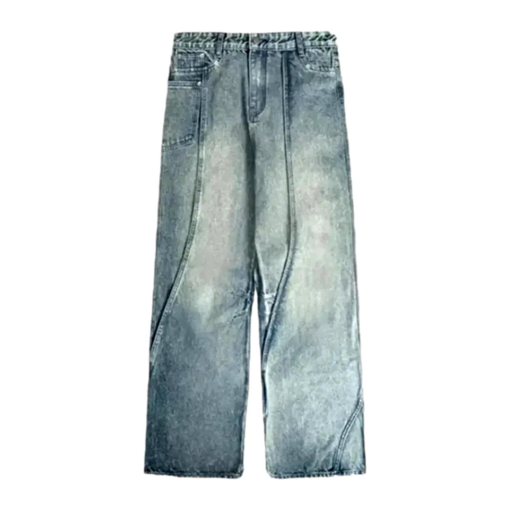 Baggy Mid Rise Street Style Men's Jeans - Blue