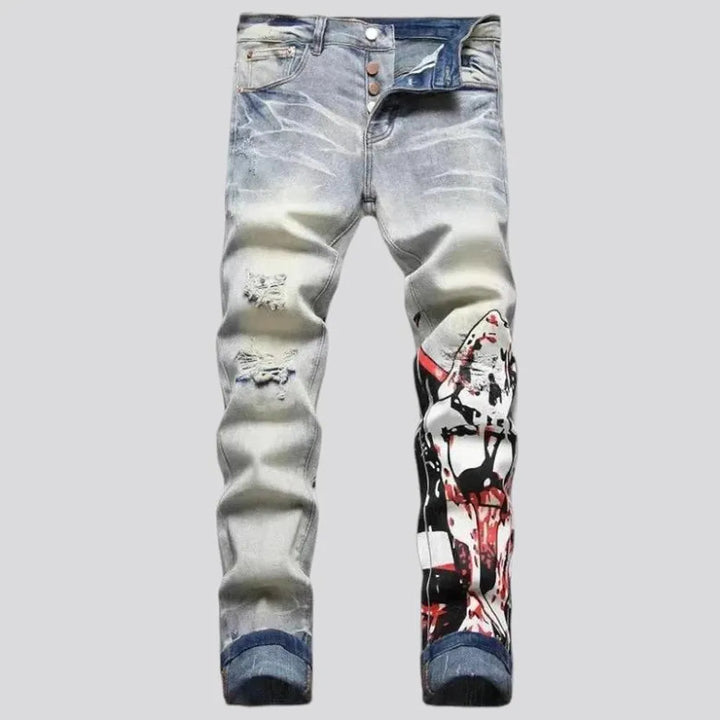 Distressed boho style jeans for men