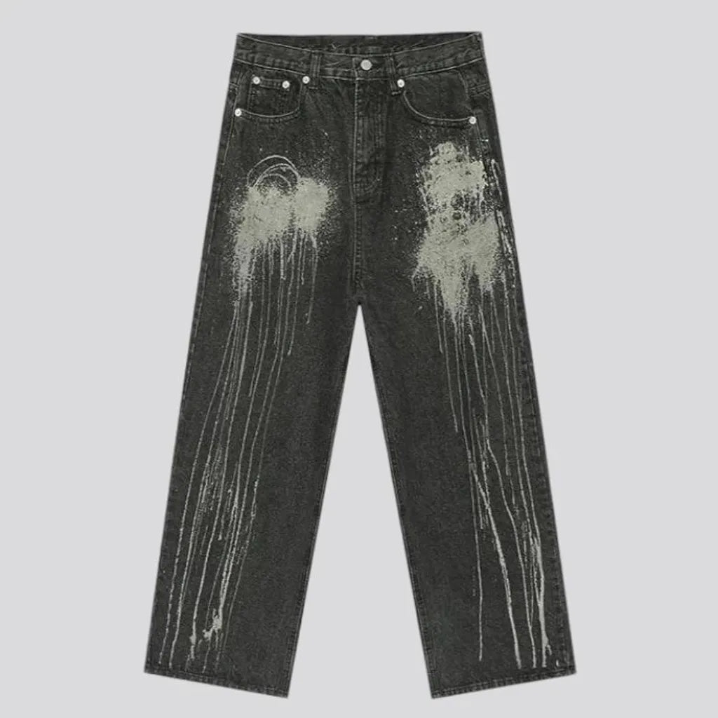 Paint splattered street style men's jeans