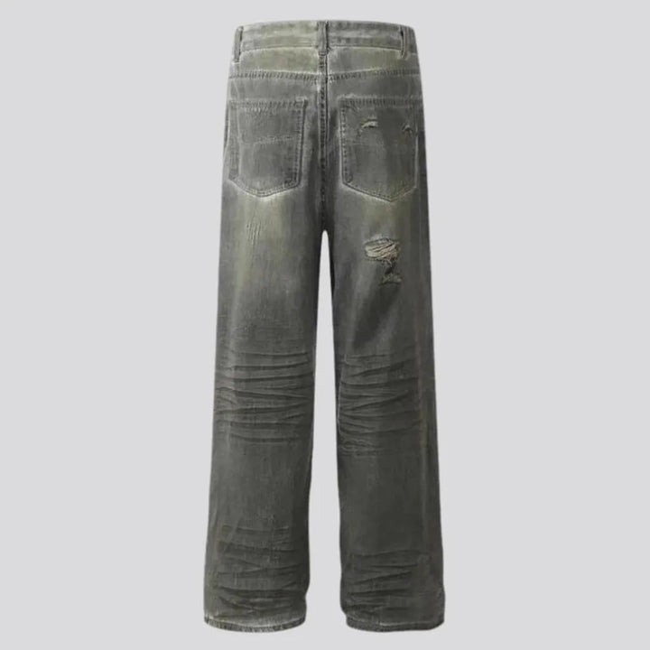 Grunge street style mid-rise men's jeans