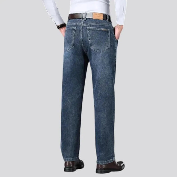 Stretchable straight fit sanded men's jeans