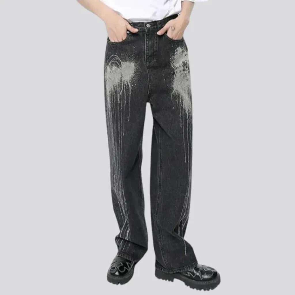 Paint splattered street style men's jeans