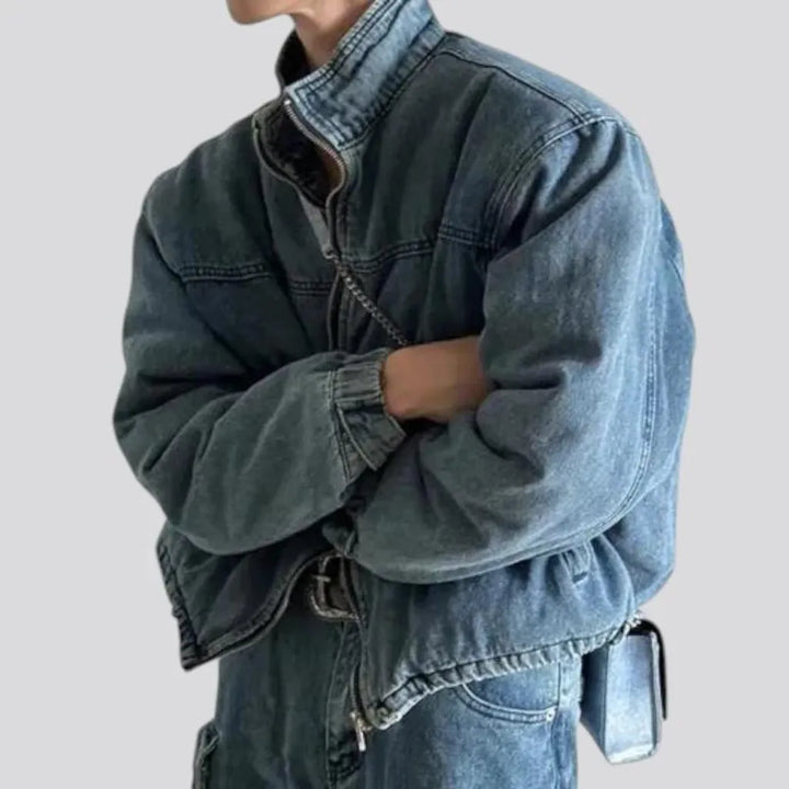 Stylish oversized men's denim bomber jacket