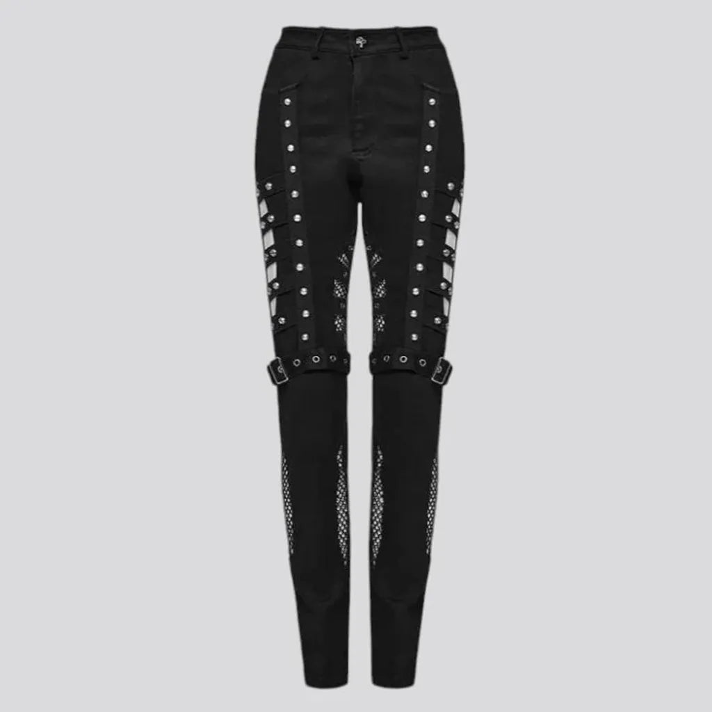 Embellished cutout mid rise women's jeans