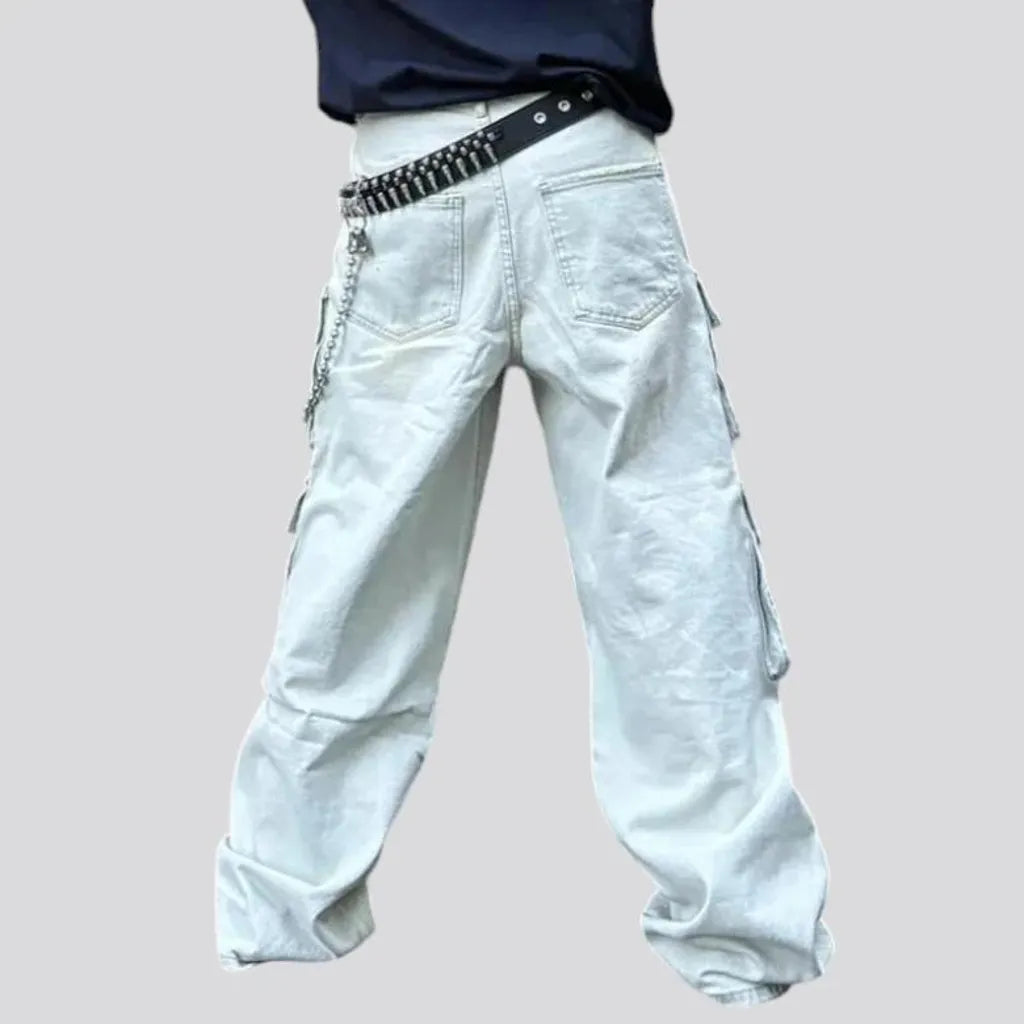 Baggy style light wash men's jeans