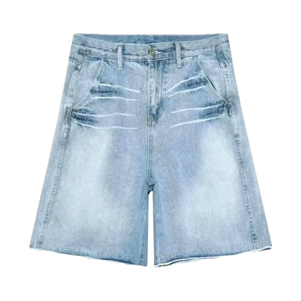 Casual Light Wash Jean Shorts for Men - Light Blue