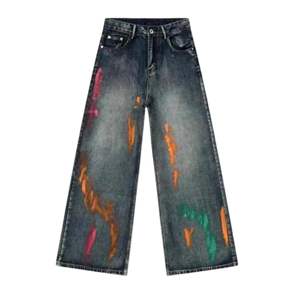 Sanded Fashion Boho Style Jeans for Men - Blue