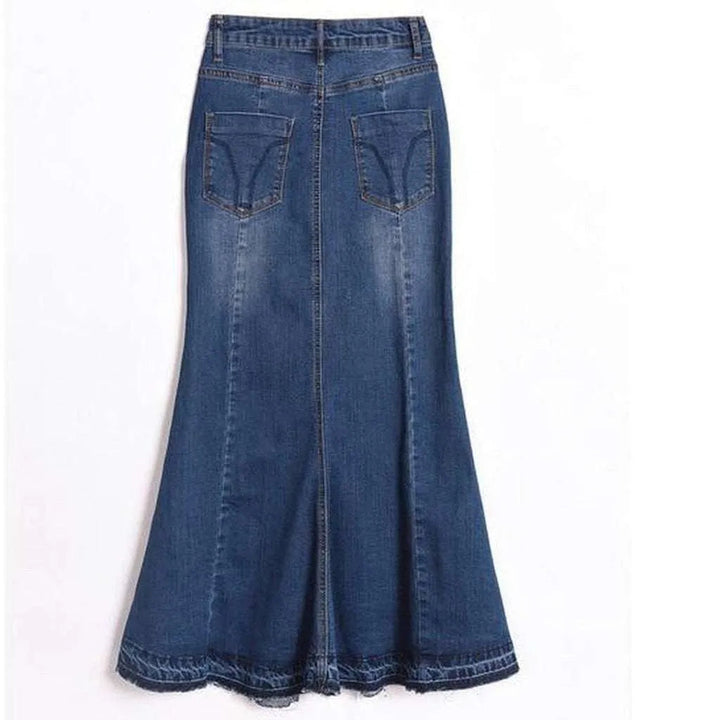 Fishtail jeans skirt with buttons