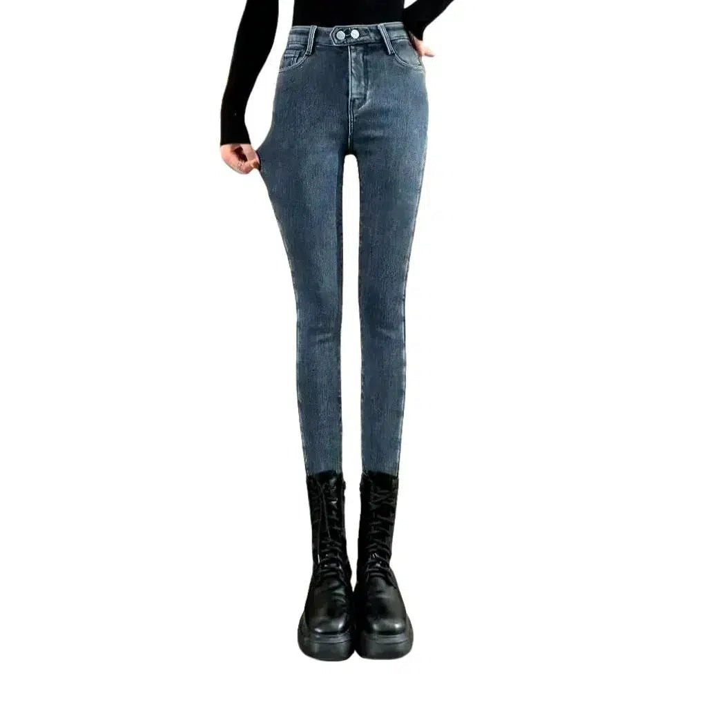 Fleece women's street jeans