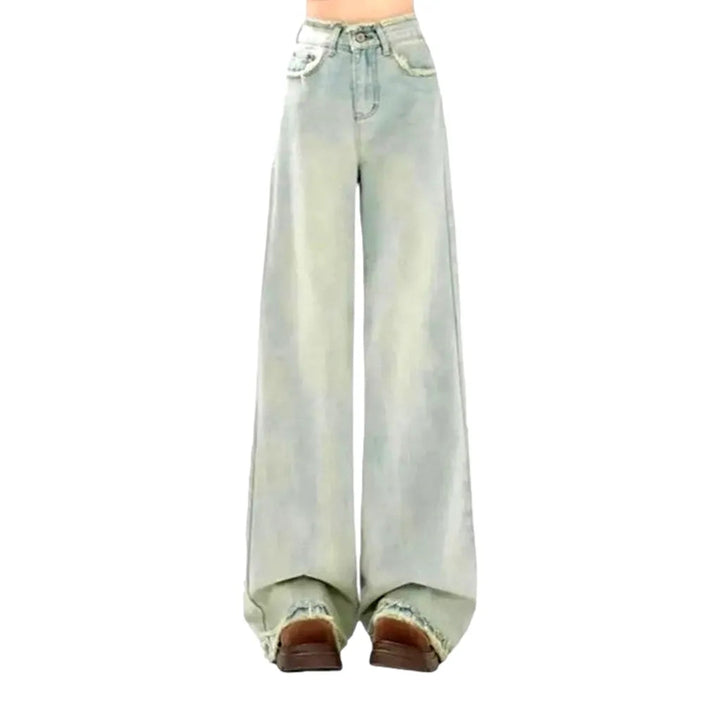 Floor-length bleached jeans
 for ladies