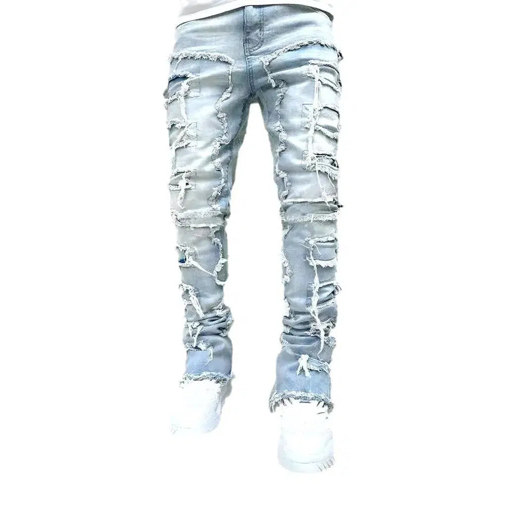 Floor-length street jeans
 for men