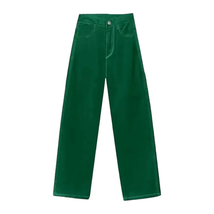 High-waist color denim pants