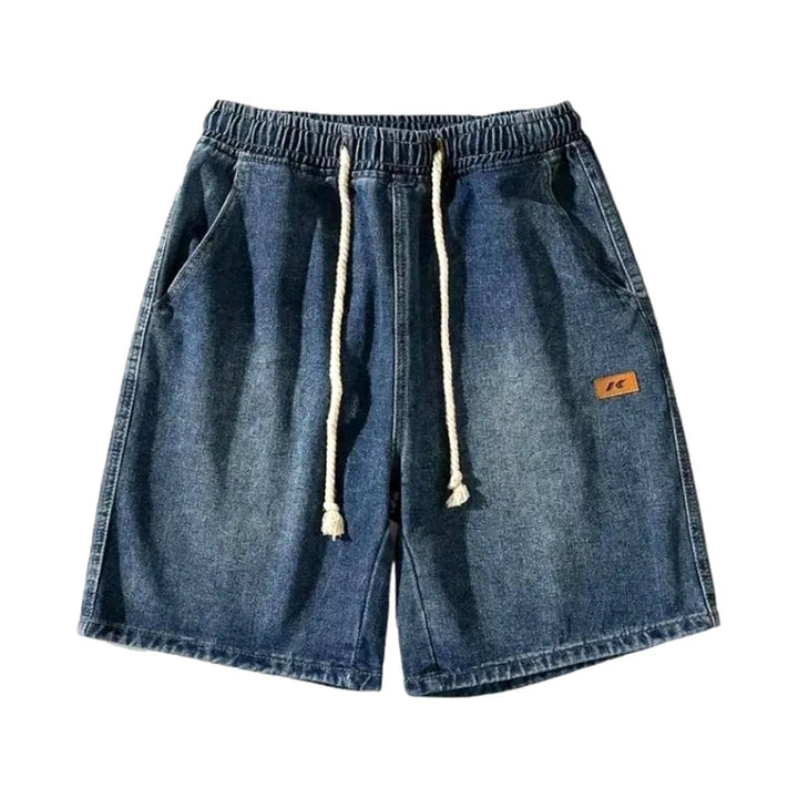 High-waist knee-length jean shorts