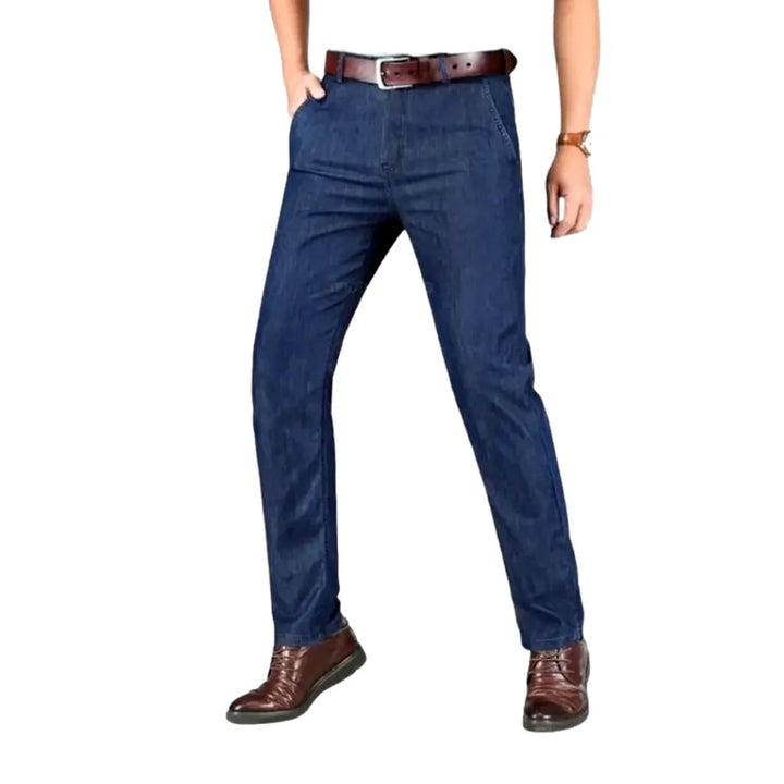 High-waist lyocell denim pants for men