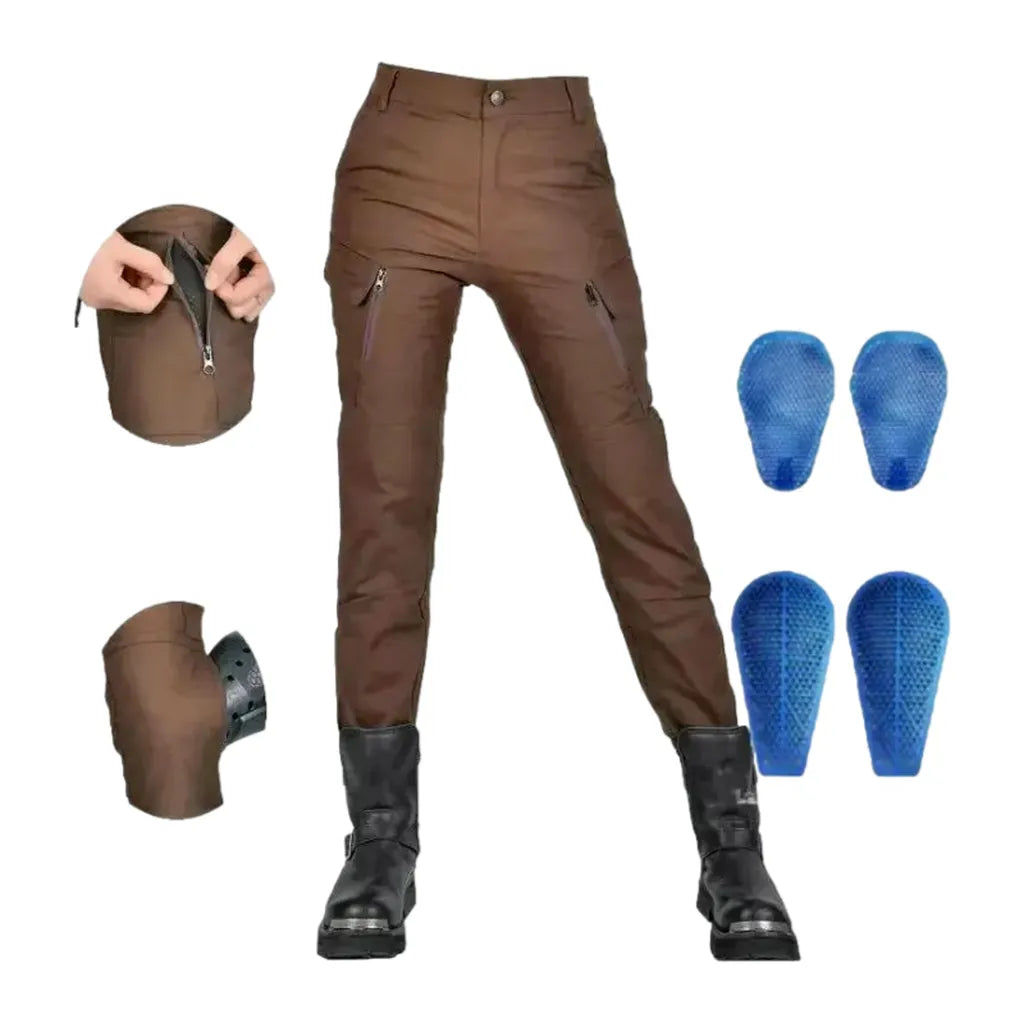 High-waist protective biker jean pants