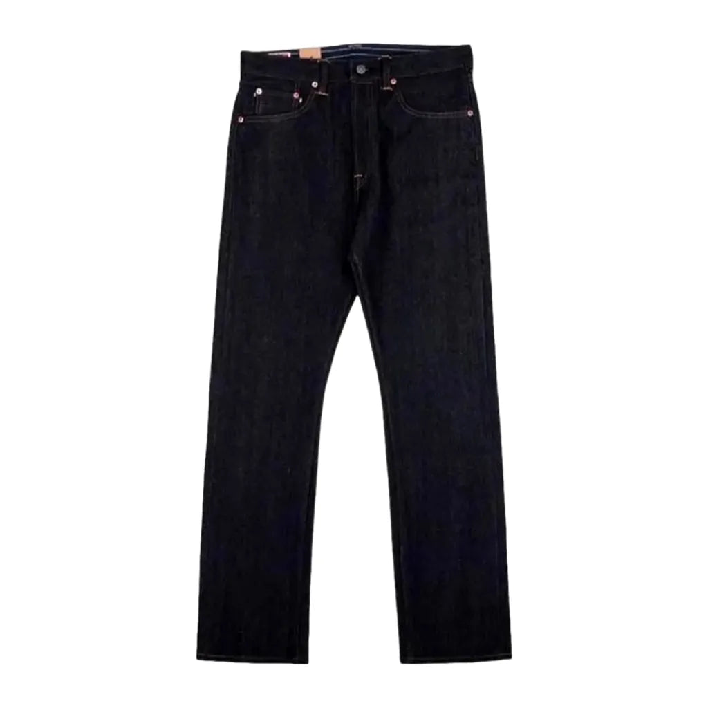 High-waist straight men's self-edge jeans