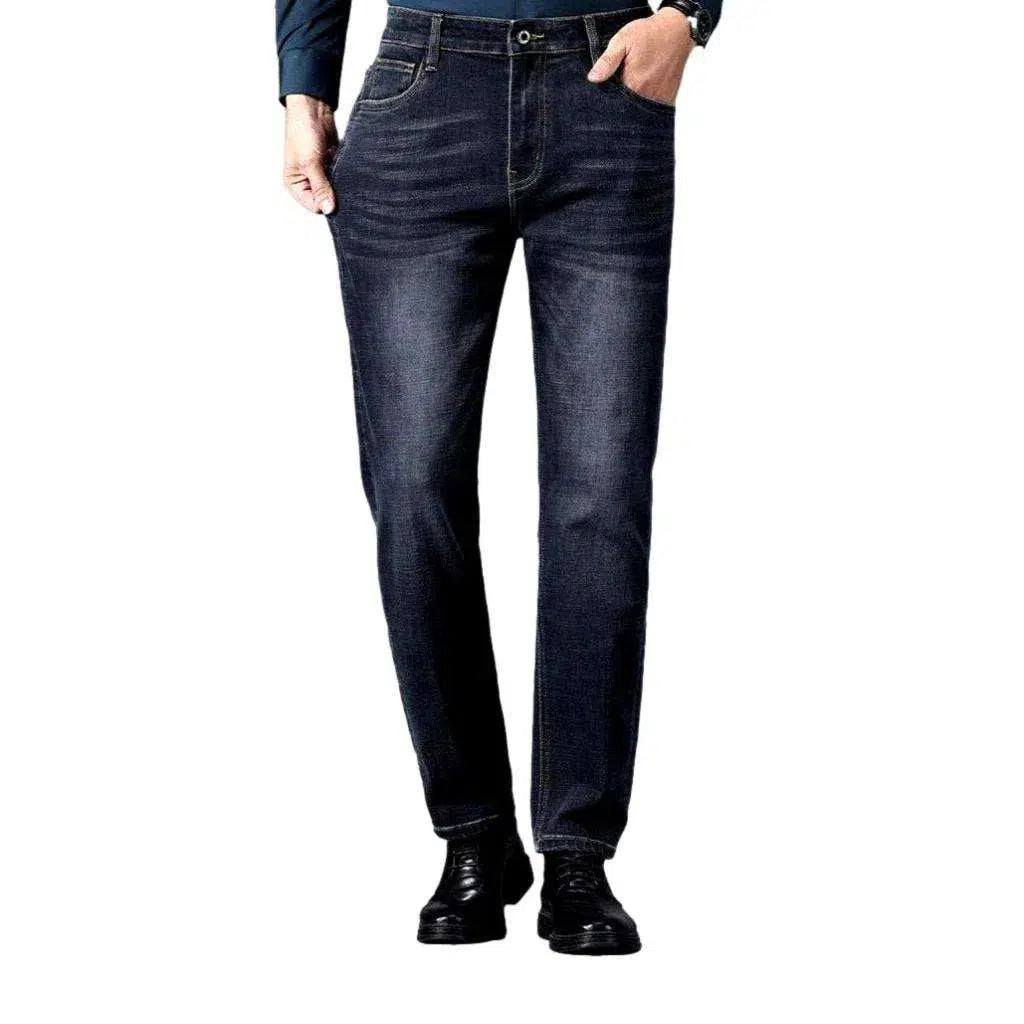 High-waist whiskered jeans
 for men