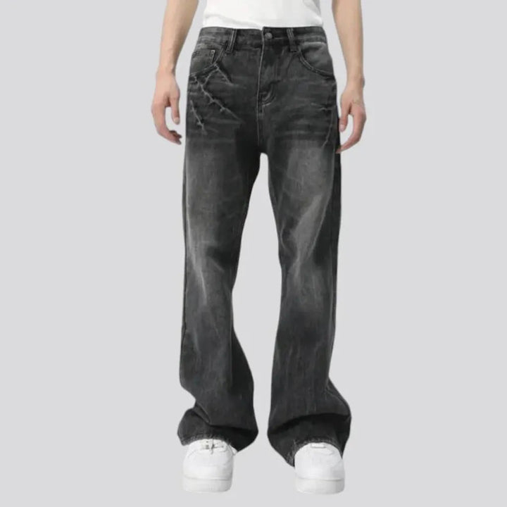 Sanded vintage fashion baggy men's jeans