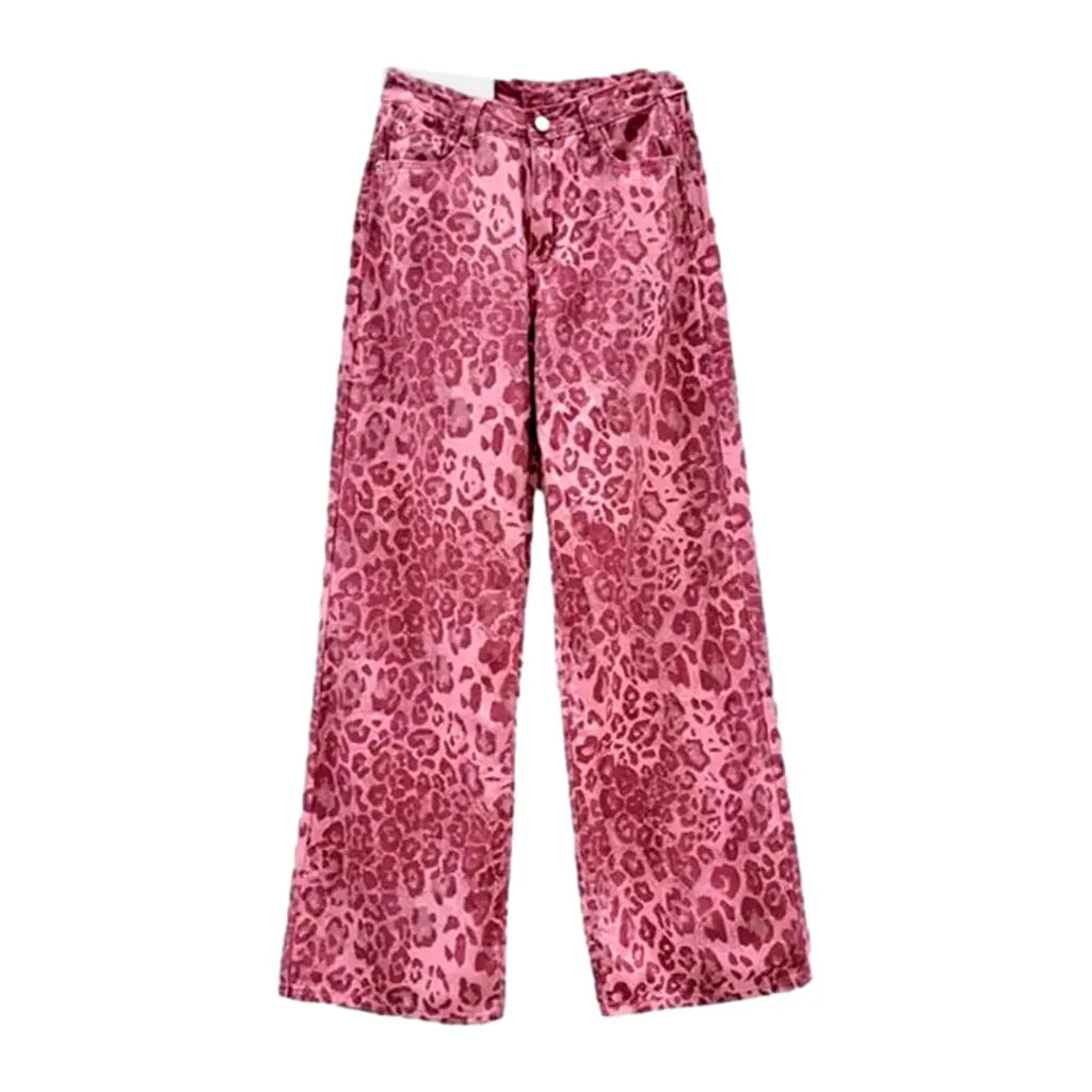 Leopard-print painted jean pants
 for ladies