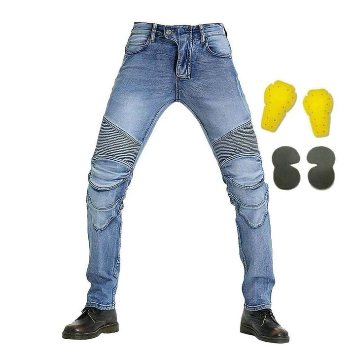 Light blue men's biker jeans