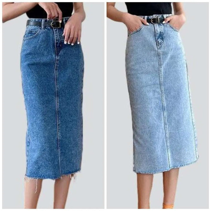 Long slim jeans skirt