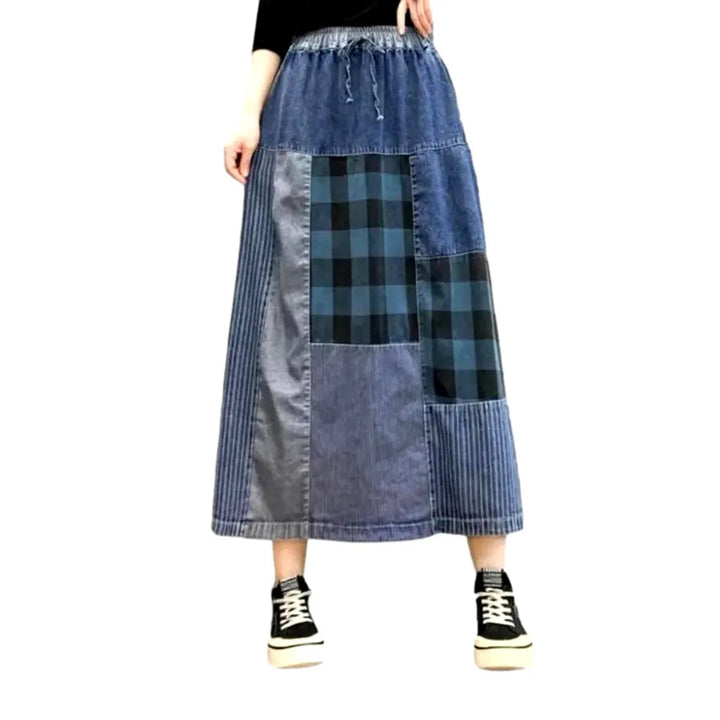 Long street denim skirt for ladies