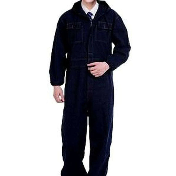 Loose Fit Men's Denim Jumpsuit - Black