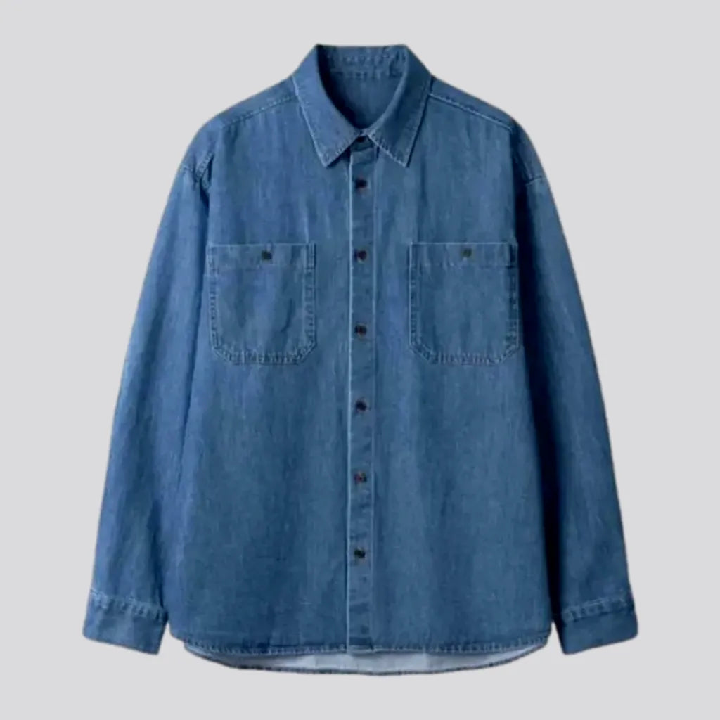 Medium Wash Chambray Men's Jean Shirt | Jeans4you.shop