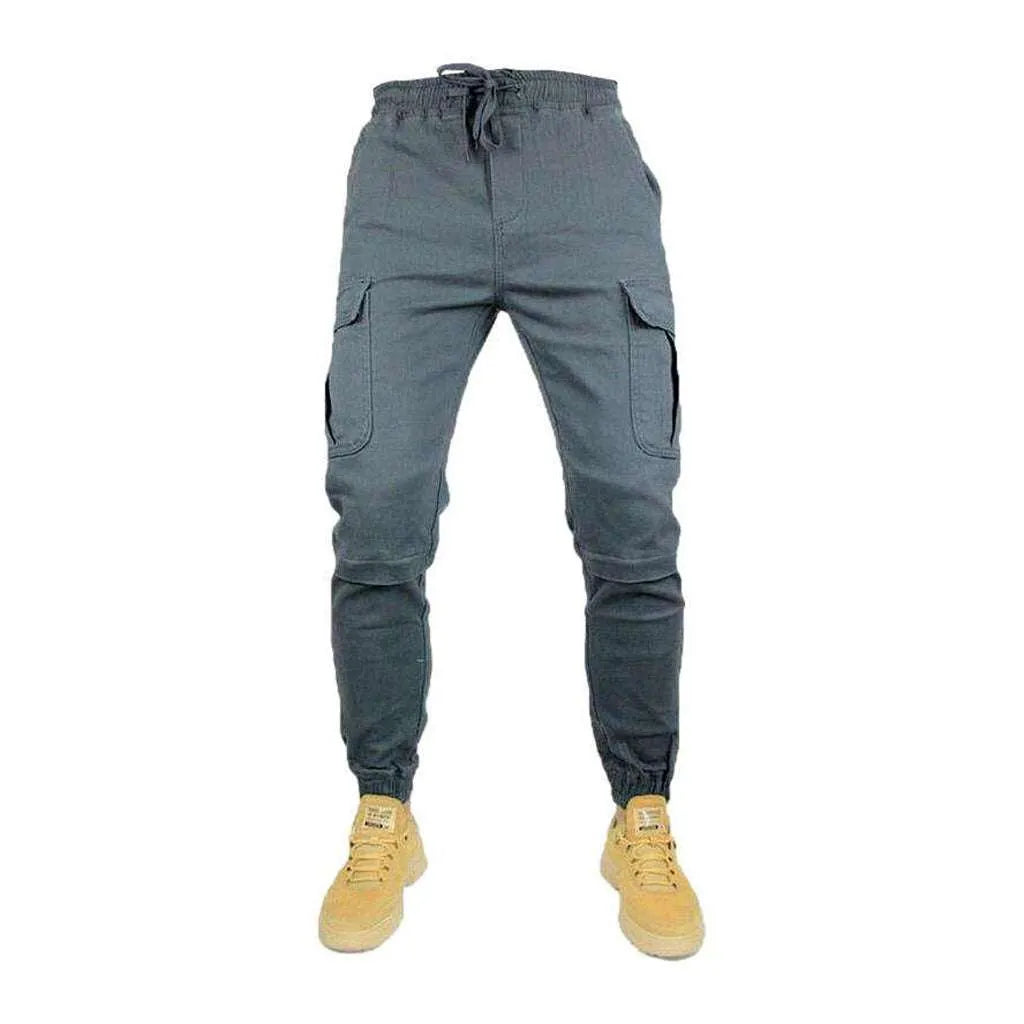 Mid-waist biker men's denim pants