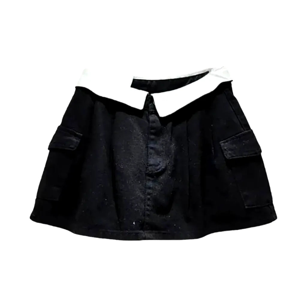 Mid-waist denim skort
 for ladies