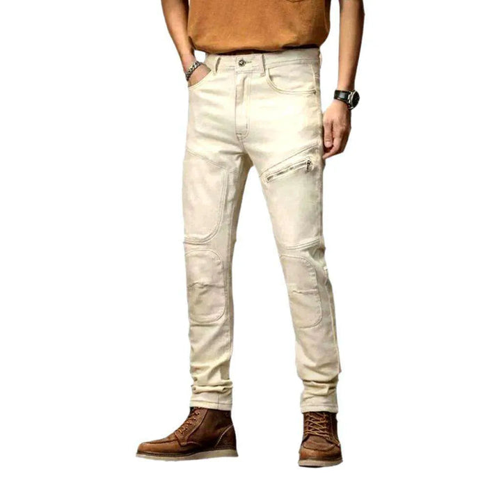 Mid-waist men's biker jeans