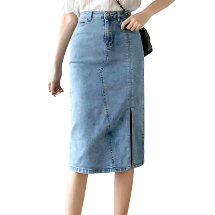 Midi high-waist women's denim skirt