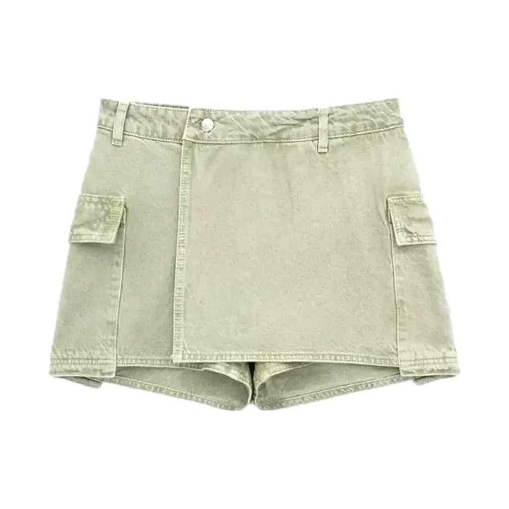 Mini cargo denim skort
 for ladies