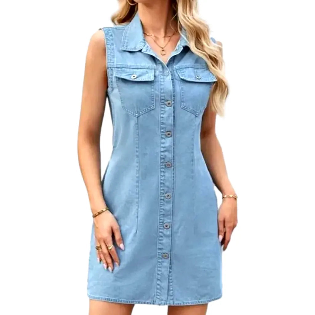 Mini Light 90s Jeans Dress - Light Blue