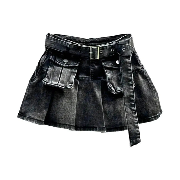 Mini mid-waist denim skirt