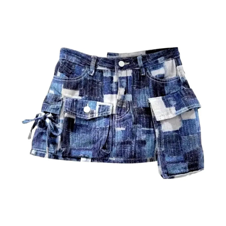 Mini painted women's jean skort