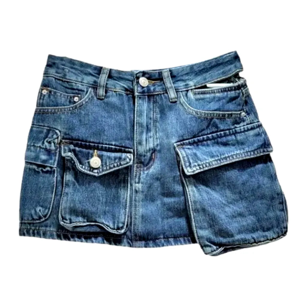 Mini stonewashed jeans skirt