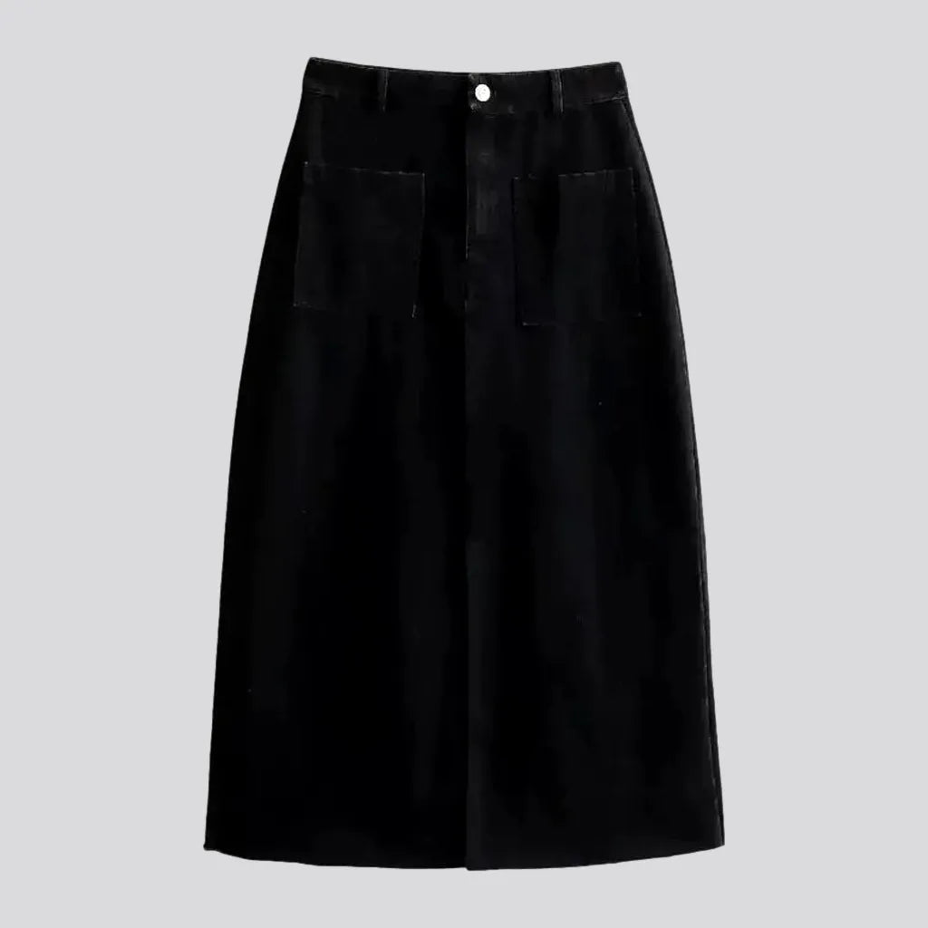 Monochrome Raw Hem Denim Skirt | Jeans4you.shop