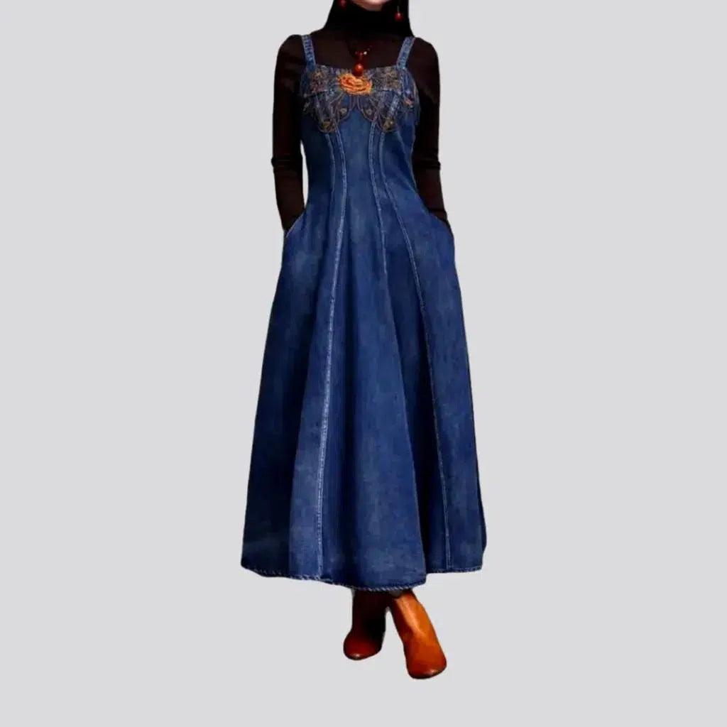 Ornamented long denim dress | Jeans4you.shop