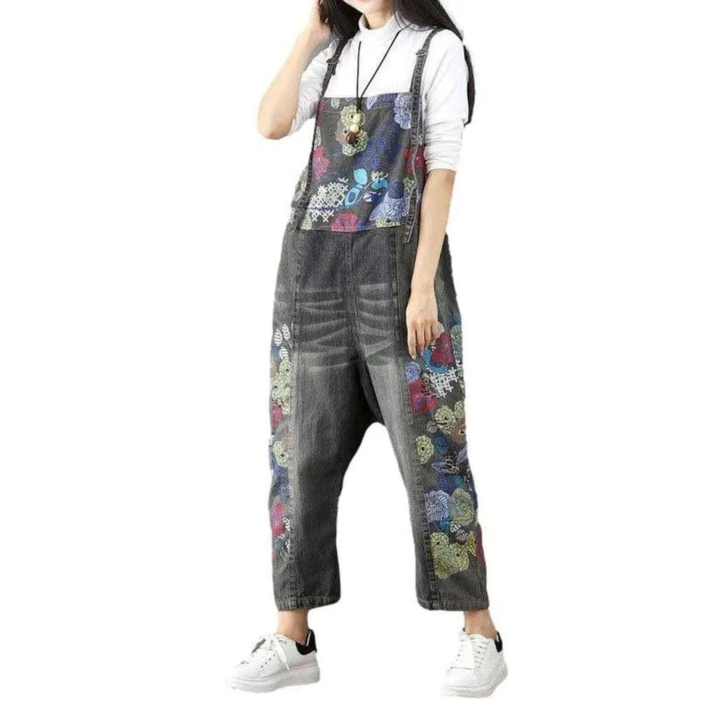 Painted Women's Jean Dungaree - Grey