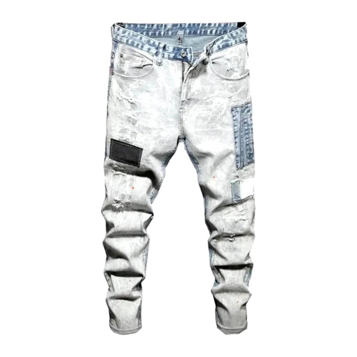 Patchwork men's painted jeans