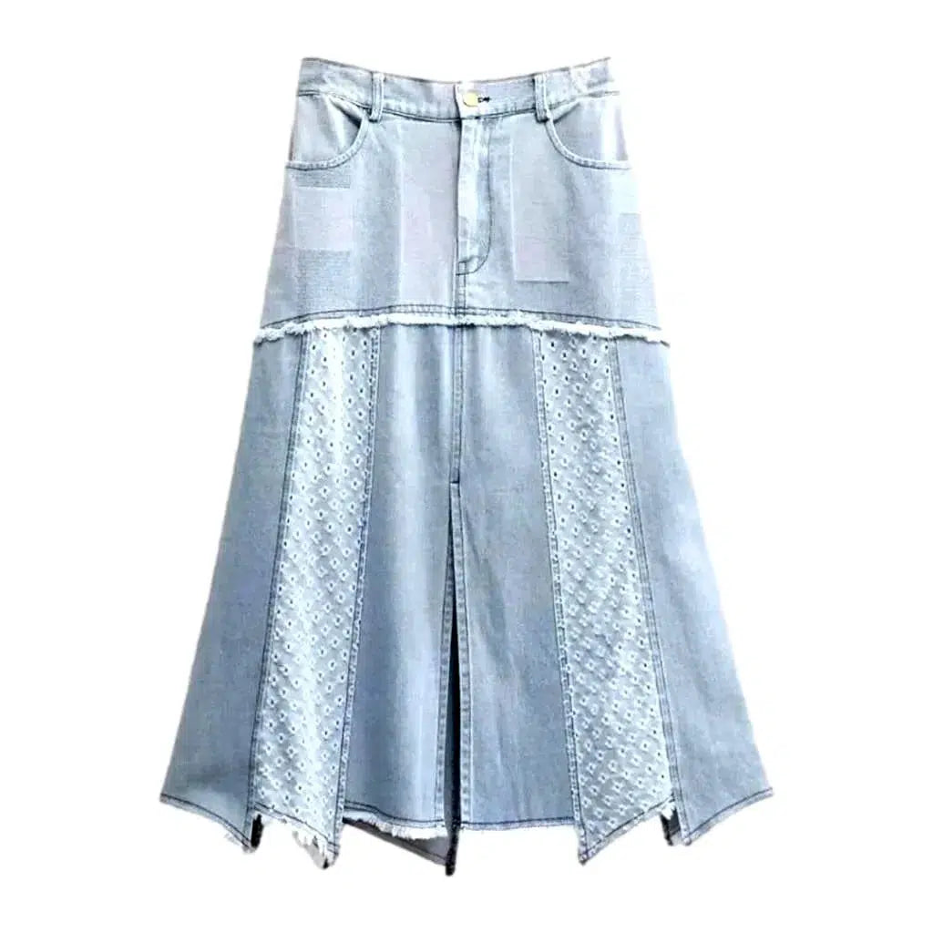 Patchwork street women's jeans skirt