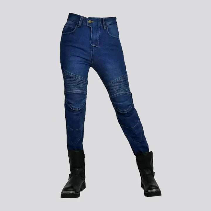 Pebble-washed High Waist Moto Jeans for Women | Jeans4you.shop