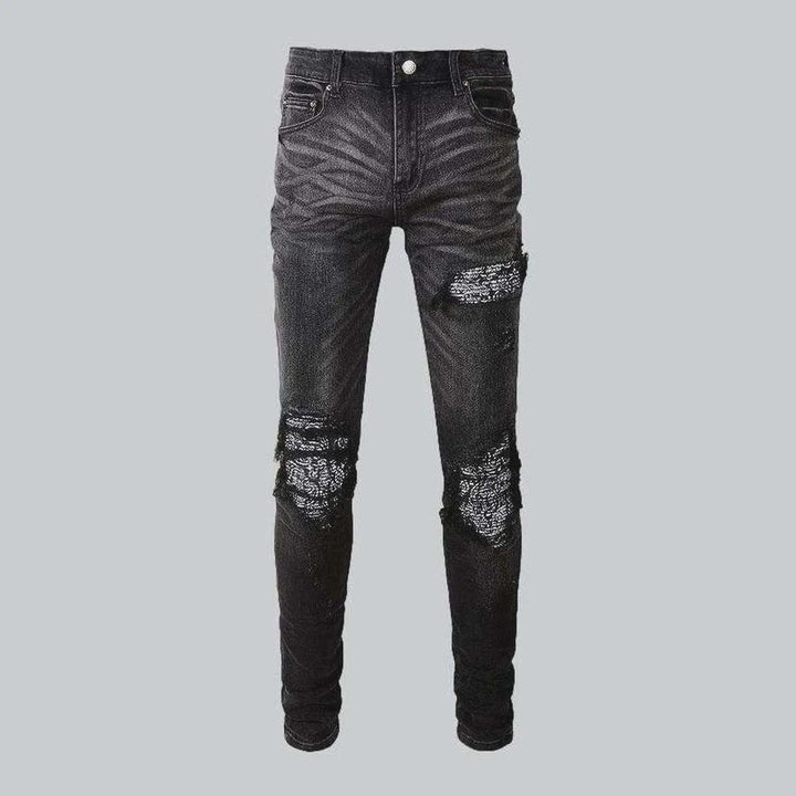 Vintage black ripped biker jeans | Jeans4you.shop